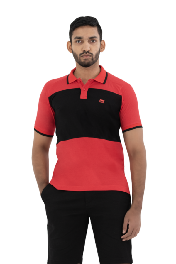 Men’s Downtown Bi – Color Polo T – shirt – Tomato